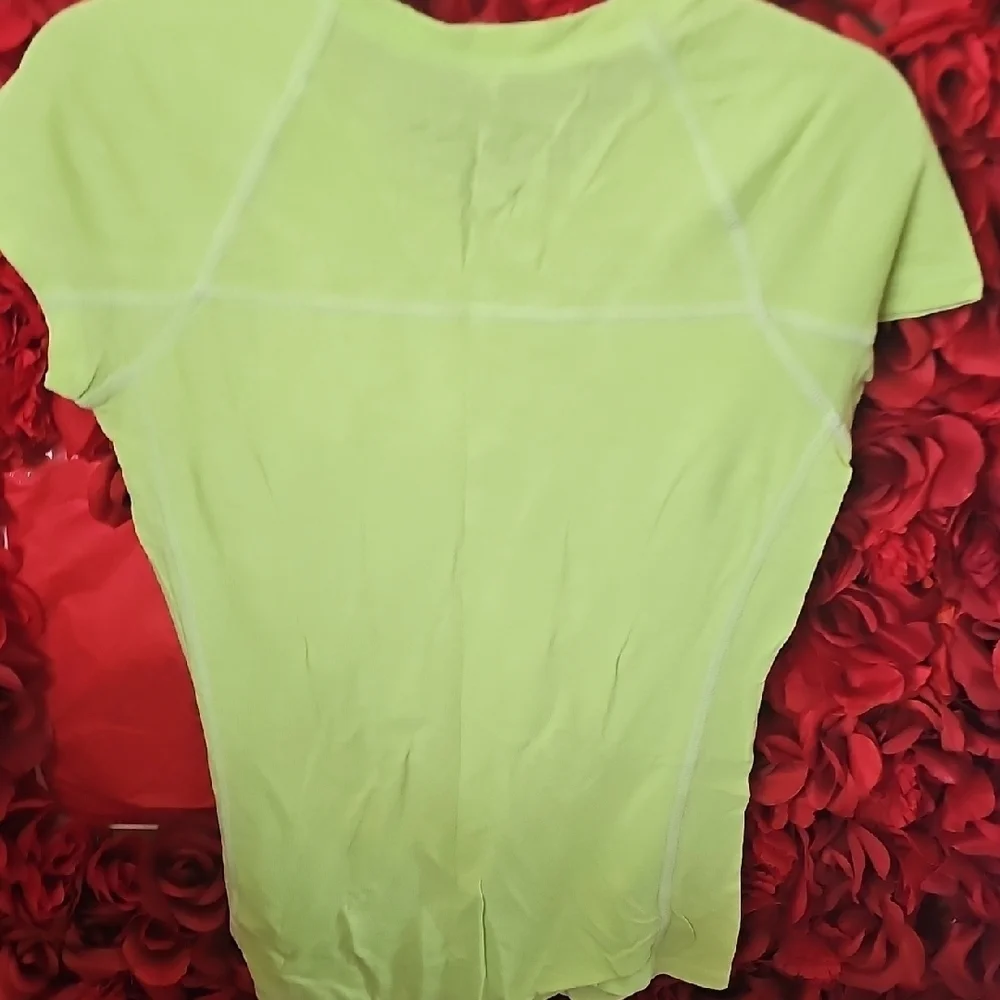 Justice Girls Yellow and Green Raglan Tee Fitted Short Sleeve Size 10